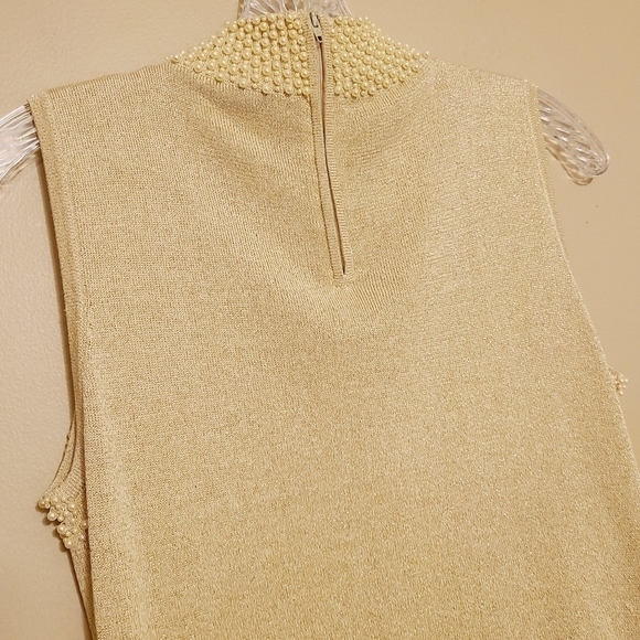 Choice | Vintage Silk Blend Beaded Sleeveless Mock Neck Sweater (Size Medium) - Picture 8 of 12